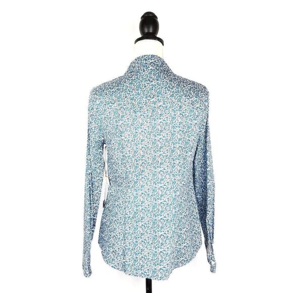 Court & Rowe Blue Sweet Ditsy Fields Print Floral Button Up Shirt - Picture 6 of 11